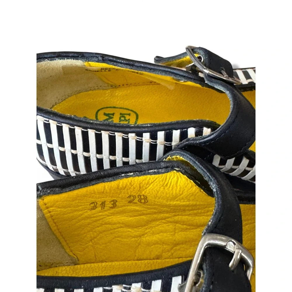 Pom D'api Dark Navy/Off WhiteLeather NWOB Girls Mary Jane Shoes EU 28 US 11.5